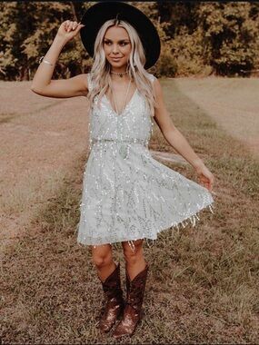 "Southern fried chics" Sequin Mini Dress Sz L